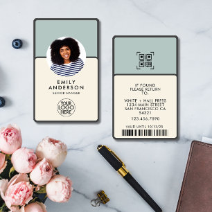 Custom Employee Pass Photo ID Logo Qr barcode ID Badge