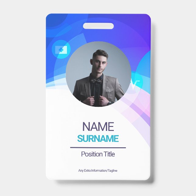 Custom Employee -Photo, Address, Email , Name ID Badge (Front)