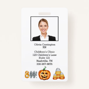 Custom Employee Photo Bar Code Halloween Name Tag ID Badge