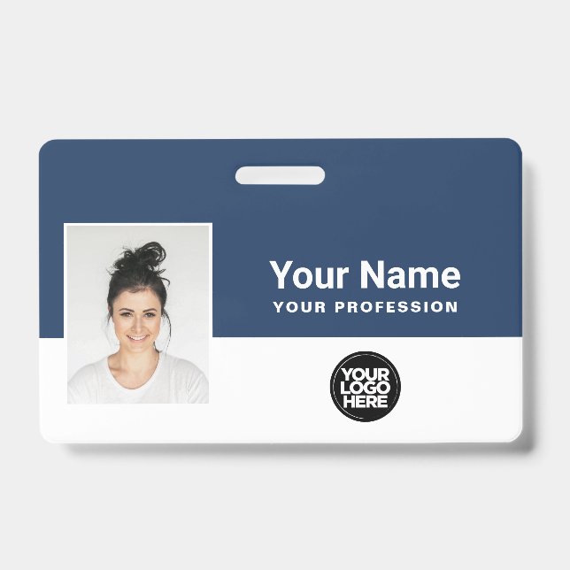Custom Employee  Photo, Bar Code, Logo ID Badge (Front)
