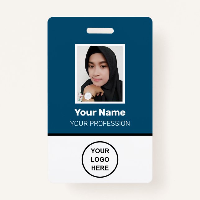 Custom Employee Photo, Bar Code, Logo, ID Name ID Badge (Front)