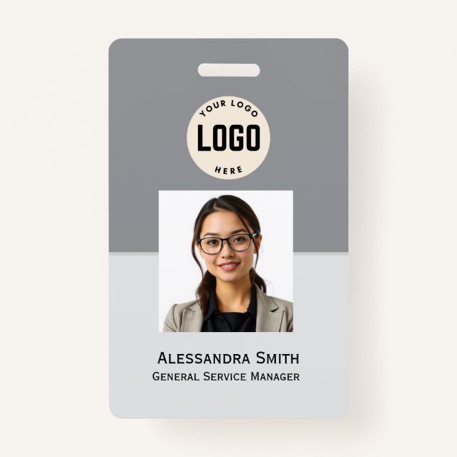 Custom Employee Photo, Bar Code, Logo, Name Badge ID Badge (Front)