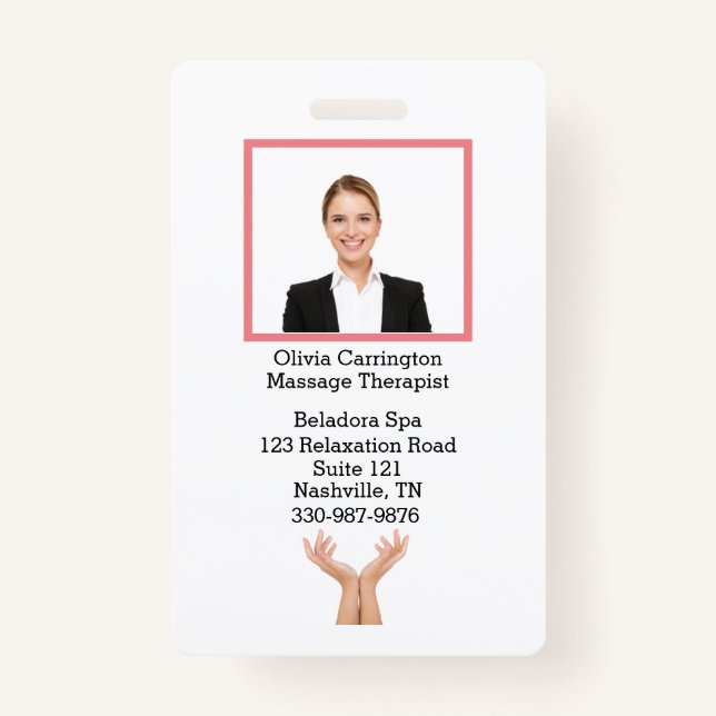 Custom Employee Photo Bar Code Logo Name Badge ID Badge (Front)