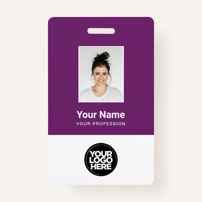 Custom Employee Photo, Bar Code, Logo, Name Badge ID Badge (Front)