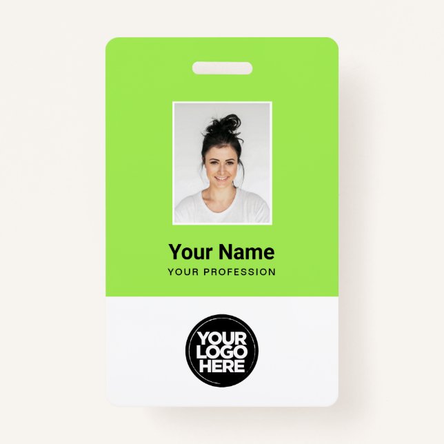 Custom Employee Photo, Bar Code, Logo, Name Badge ID Badge (Front)