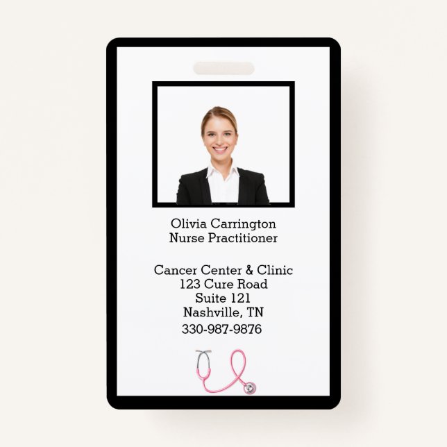 Custom Employee Photo Bar Code Logo Name Badge ID Badge (Front)
