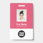 Custom Employee Photo, Bar Code, Logo, Name Badge