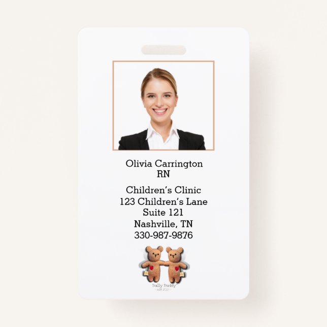 Custom Employee Photo Bar Code Logo Name Badge ID Badge (Front)