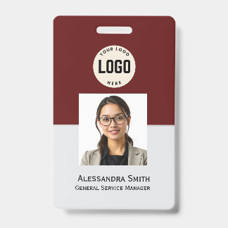 Custom Employee Photo, Bar Code, Logo, Name Badge ID Badge