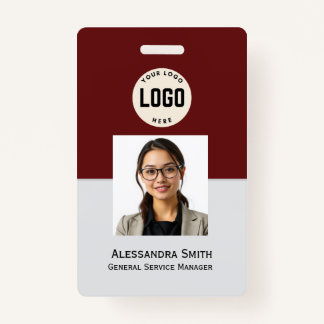 Custom Employee Photo, Bar Code, Logo, Name Badge ID Badge