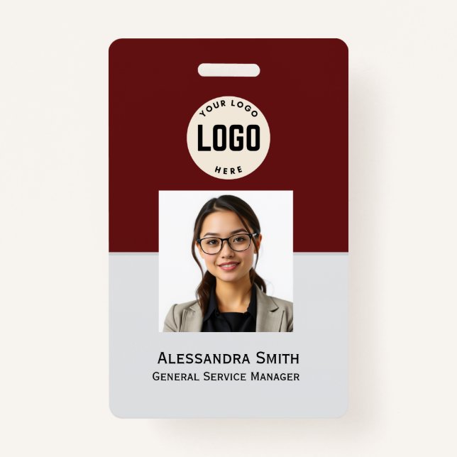 Custom Employee Photo, Bar Code, Logo, Name Badge ID Badge (Front)