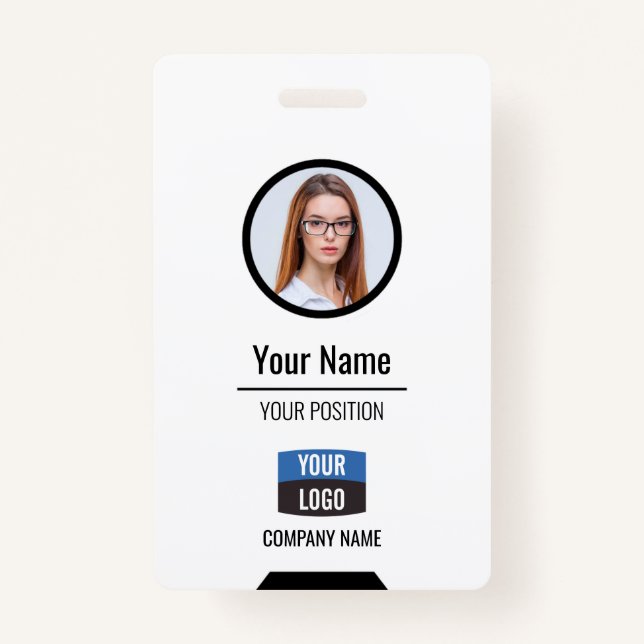 Custom Employee Photo, Bar Code, Logo, Name Badge ID Badge (Front)