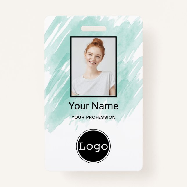 Custom Employee Photo, Bar Code, Logo, Name Badge ID Badge (Front)