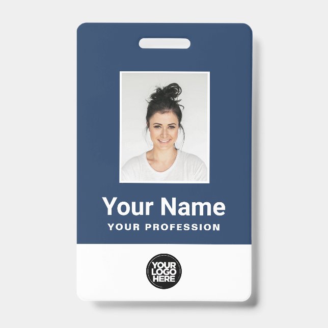 Custom Employee Photo, Bar Code, Logo, Name Badge ID Badge (Front)