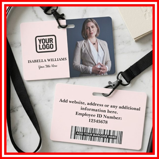 Custom Employee Photo, Bar Code, Logo, Name Badge ID Badge (Creator Uploaded)