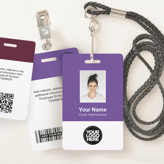 Custom Employee Photo, Bar Code, Logo, Name Badge ID Badge (Creator Uploaded)