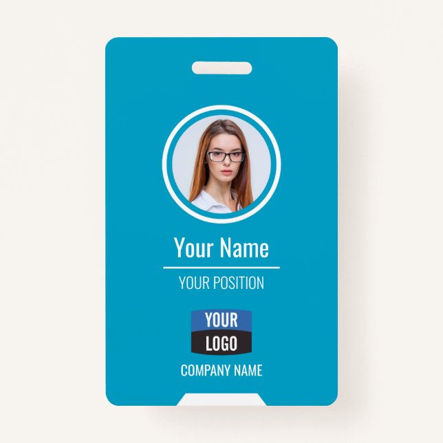 Custom Employee Photo, Bar Code, Logo, Name Badge ID Badge (Front)
