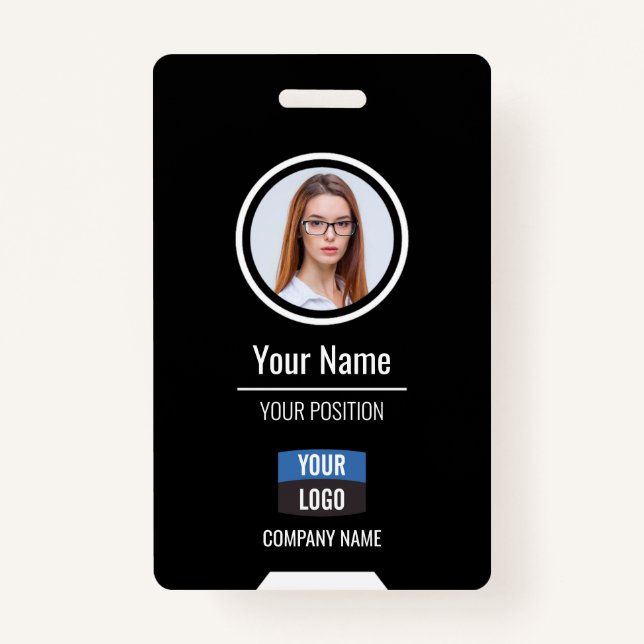 Custom Employee Photo, Bar Code, Logo, Name Badge ID Badge (Front)