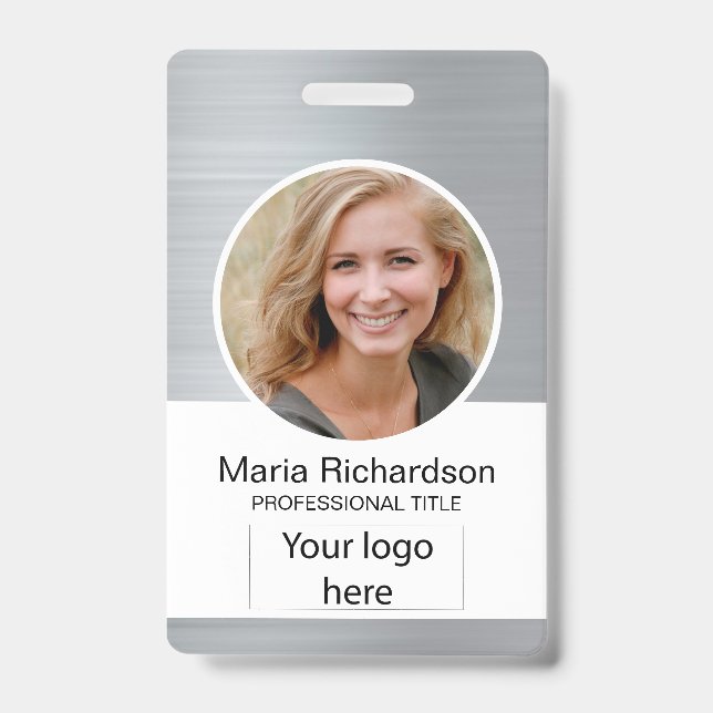 Custom Employee, Photo, Bar Code, Logo, Name Badge ID Badge (Front)