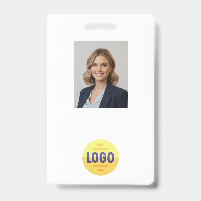 Custom Employee Photo, Bar Code, Logo, Name Badge ID Badge (Front)