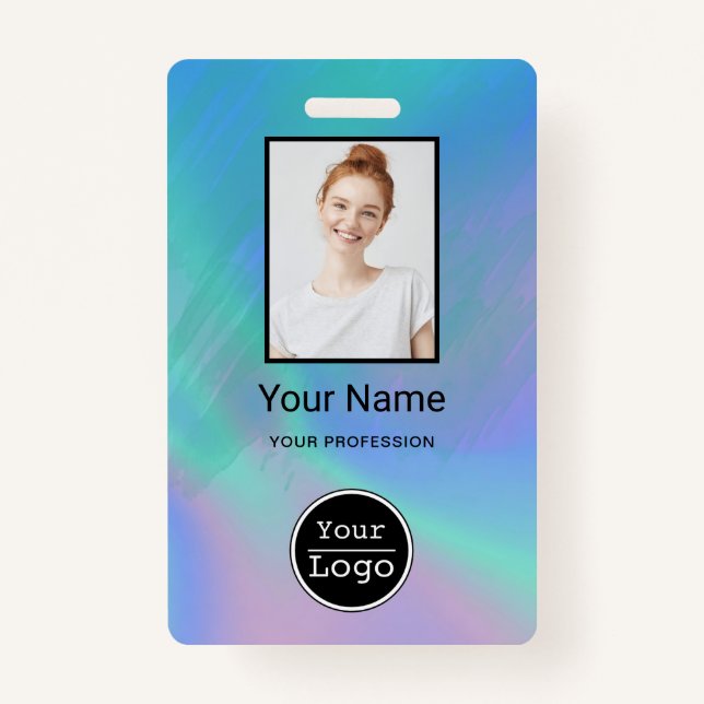 Custom Employee Photo, Bar Code, Logo, Name Badge ID Badge (Front)