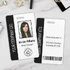 Custom Employee Photo, Bar Code, Logo, Name Black