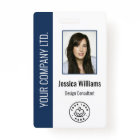 Custom Employee Photo, Bar Code, Logo, Name Blue