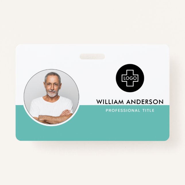Custom Employee Photo, Bar Code, Logo, Name ID Badge (Front)