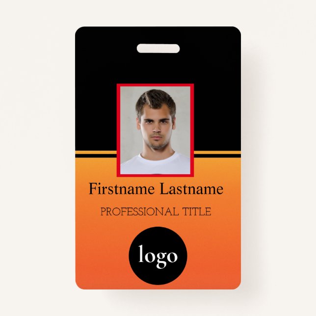 Custom Employee - Photo, Bar Code, Logo, Name ID Badge (Front)