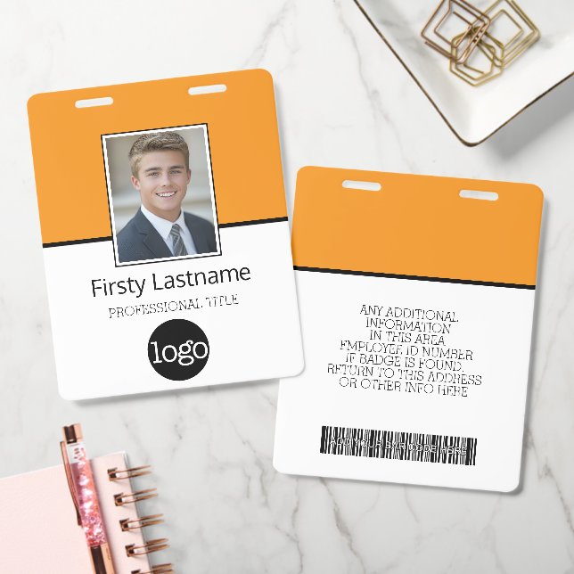 Custom Employee - Photo, Bar Code, Logo, Name ID Badge (Office)