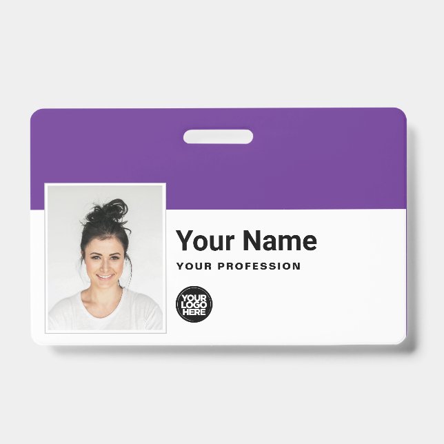 Custom Employee - Photo, Bar Code, Logo, Name ID Badge (Front)
