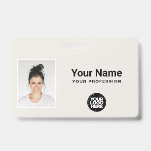 Custom Employee Photo Bar Code Logo Name ID Badge