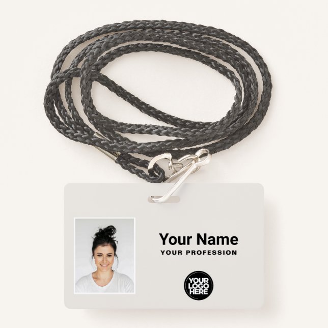 Custom Employee Photo Bar Code Logo Name ID Badge (Front with Lanyard)
