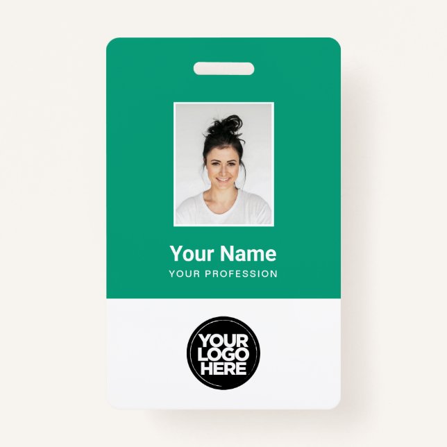 Custom Employee Photo, Bar Code, Logo, Name ID Badge (Front)