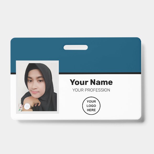 Custom Employee Photo - Bar Code - Logo - Name ID Badge (Front)