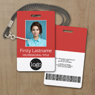 Custom Employee - Photo, Bar Code, Logo, Name ID Badge