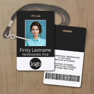 Custom Employee - Photo, Bar Code, Logo, Name ID Badge
