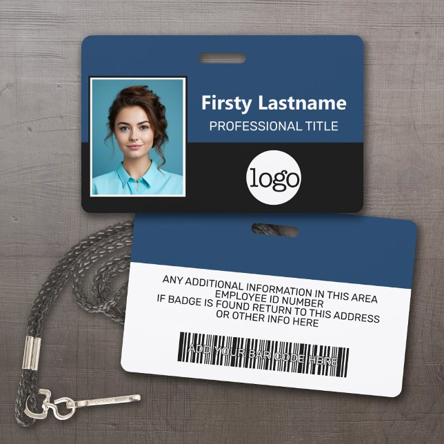 Custom Employee - Photo, Bar Code, Logo, Name ID Badge (Custom Employee ID Badges - thick plastic with full color print)