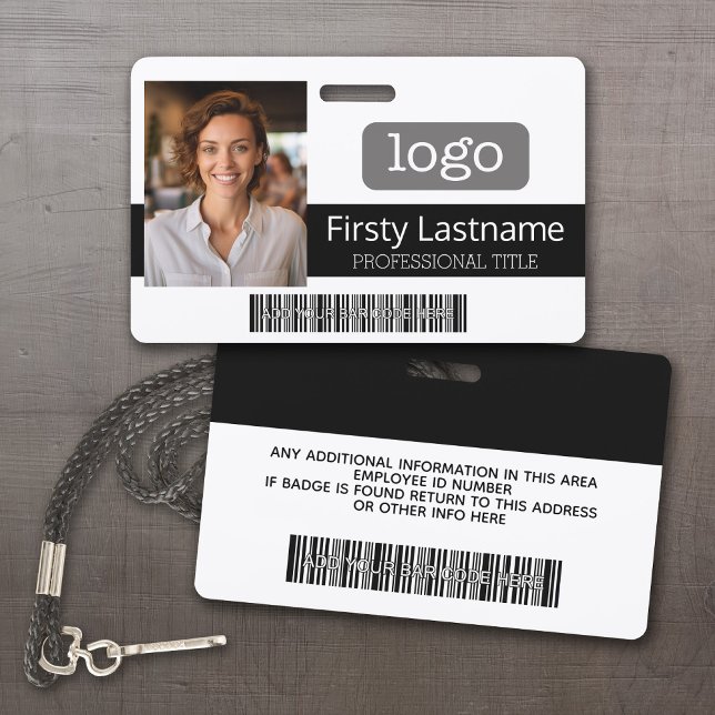 Custom Employee - Photo, Bar Code, Logo, Name ID Badge (Custom Employee ID Badges - thick plastic with full color print)