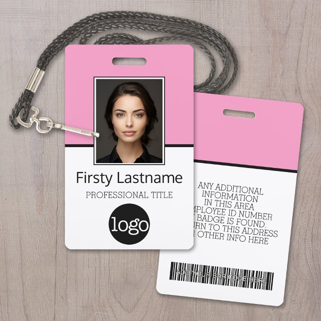 Custom Employee - Photo, Bar Code, Logo, Name ID Badge (Custom Employee ID Badge with Photo, Logo and Scan Code)