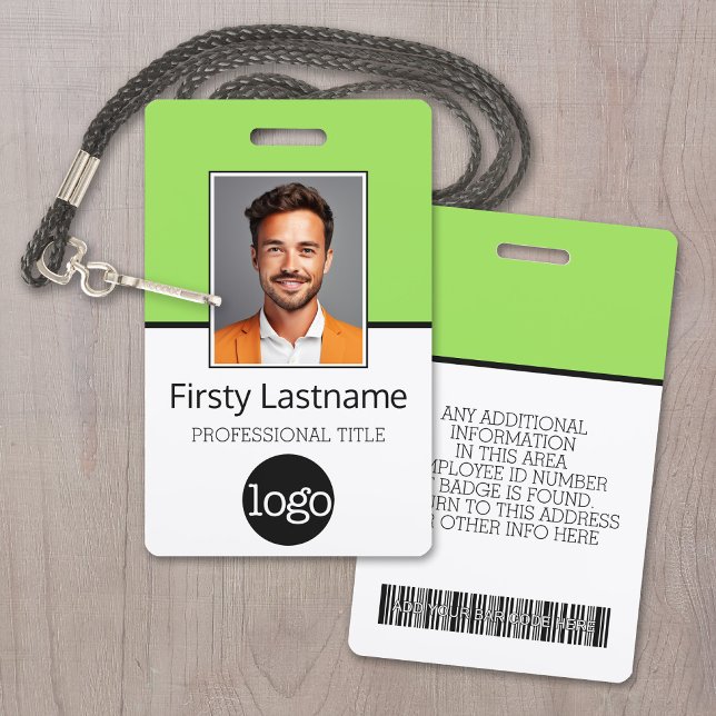 Custom Employee - Photo, Bar Code, Logo, Name ID Badge (Custom Employee ID Badge with Photo, Logo and Scan Code)