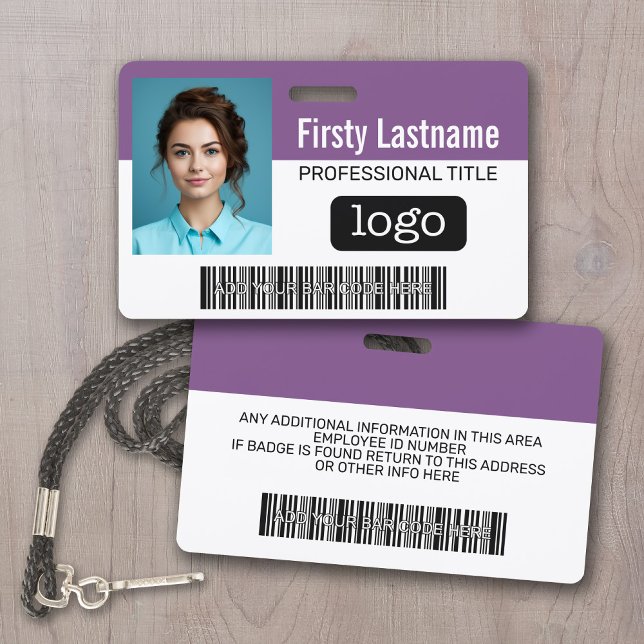 Custom Employee - Photo, Bar Code, Logo, Name ID Badge (Employee ID Badge with Company logo and photo)