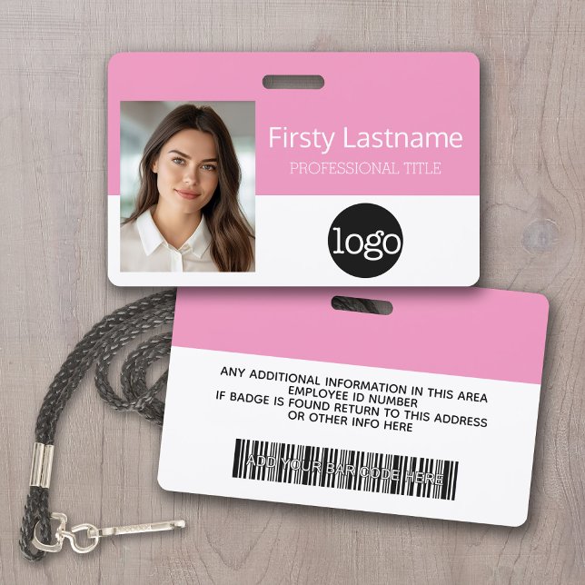 Custom Employee - Photo, Bar Code, Logo, Name ID Badge (Employee ID Badge - Upload your logo, photo and a bar code)