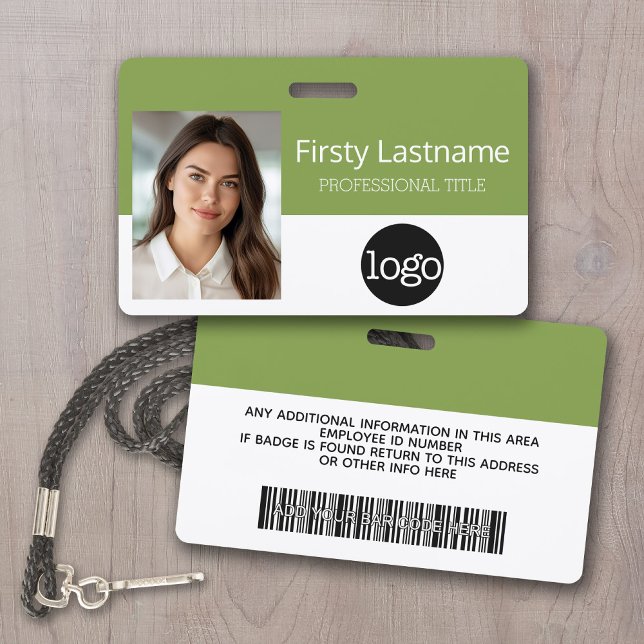 Custom Employee - Photo, Bar Code, Logo, Name ID Badge (Custom Photo ID Badge with logo and bar code)