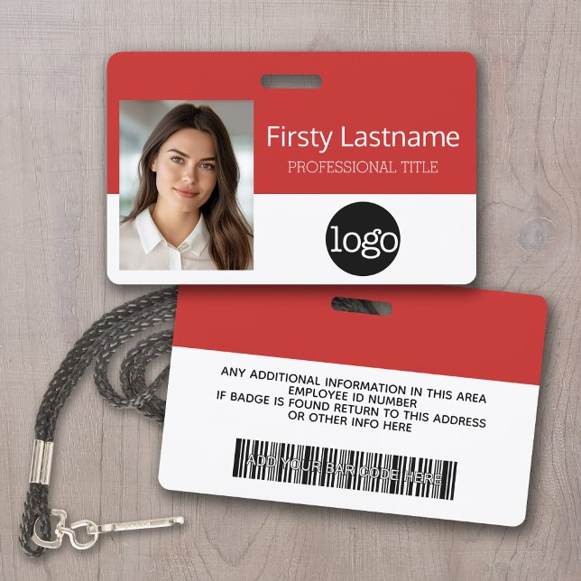 Custom Employee - Photo, Bar Code, Logo, Name ID Badge (Custom Photo ID Badge with logo and bar code)