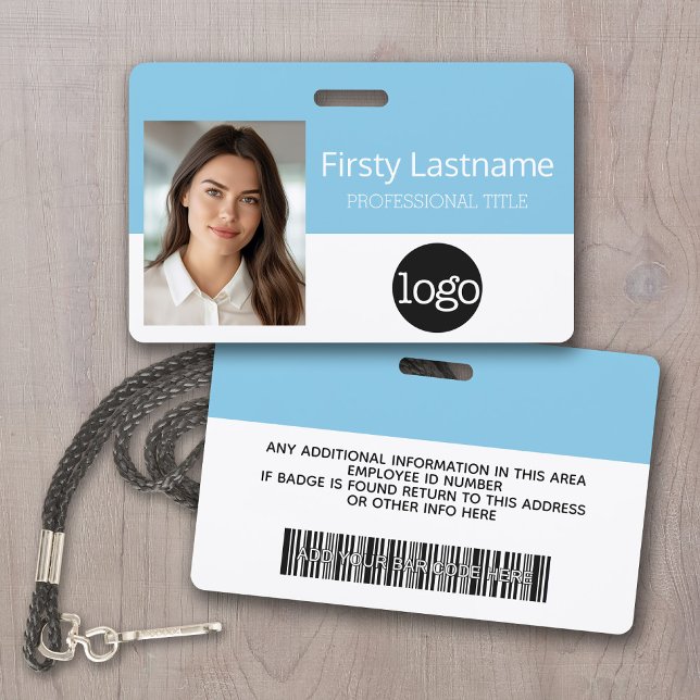 Custom Employee - Photo, Bar Code, Logo, Name ID Badge (Custom Photo ID Badge with logo and bar code)