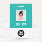 Custom Employee Photo, Bar Code, Logo, Name