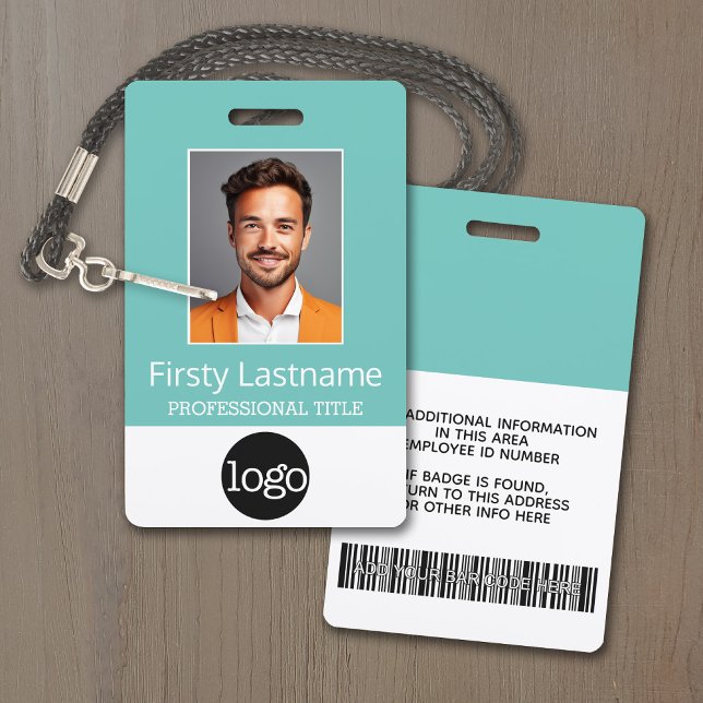 Custom Employee - Photo, Bar Code, Logo, Name ID Badge (Personalize this Employee ID Badge - A large color block is included. All items can be changed.)