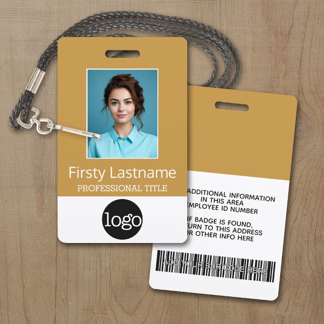 Custom Employee - Photo, Bar Code, Logo, Name ID Badge (Personalize this Employee ID Badge - A large color block is included. All items can be changed.)