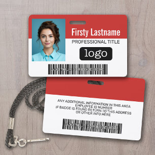 Custom Employee - Photo, Bar Code, Logo, Name ID Badge